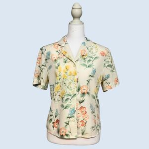 Spring Floral Short-Sleeve Button-Up Blouse | Alfred Dunner 12 Petites